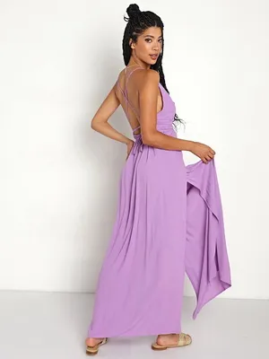 Indah River Triangle Sleeveless Long Maxi Dress Violet Purple Small Beachy Boho thumbnail 2
