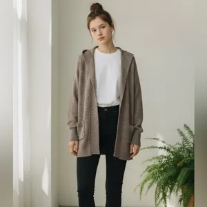J crew wool blend open front long cardigan Taupe Brown. Size Small. thumbnail 2