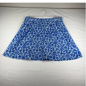 Michael Michael‎ Kors Blue White Paisley Damask A-Line Mini Skirt Size 6 thumbnail 2