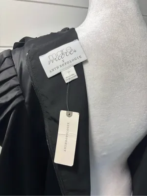 Anthropologie Mare Mare Satin Puff-Sleeve Top Black Draped Puff-Sleeve Blouse thumbnail 7