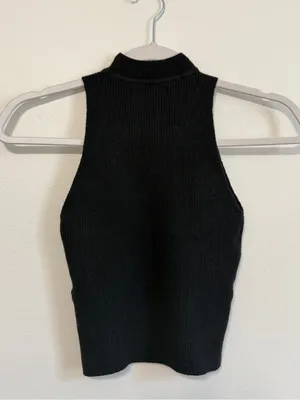 Abercrombie & Fitch Sweater Tank Ribbed Size Small Black thumbnail 5