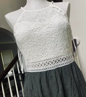 IZ Byer BoHo, hippie, cream & olive maxi dress thumbnail 3