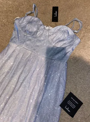 Lulus New w/Tags Sparkly Ice Blue Prom Dress thumbnail 5