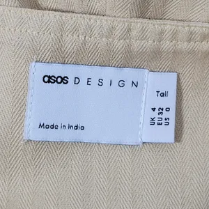 ASOS DESIGN Wide Leg Tie Strap Jumpsuit Tall Beige Cotton‎ Women's Size 0 thumbnail 6