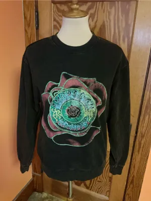 Grateful Dead 50th Anniversary Sweatshirt Rose Steal Your Face Black Small thumbnail 10