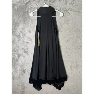 Uncle Frank Black Halter Fringe Dress‎ Y2K Grunge Indie Sleaze Party Girl XS NEW thumbnail 2