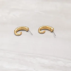 Vintage Stud Earrings Gold Tone & Clear Gems - Repair Needed thumbnail 4