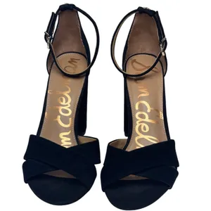 Sam Edelman Yancy Black Suede Block/ Chunky Heel Sandals Ankle Strap Women 10 thumbnail 4