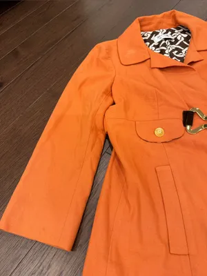 Skirtin Around Orange Horsebit Coat Geometric Lined Jacket Size Small? - C54-115 thumbnail 4