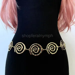 Gold Y2K Open Spiral Swirl Waist Chain Belt, Fits 19 to 41 Inches, X7GA1394 thumbnail 3