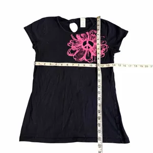 Y2K Scene Black and Pink Peace Sign Top Fits XS thumbnail 2