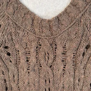 Free People Open Knit Off Shoulder Tunic Sweater Women's Large Brown Long Sleeve thumbnail 12