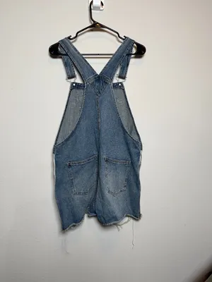 Women Denim Distressed Overalls Shorts thumbnail 3