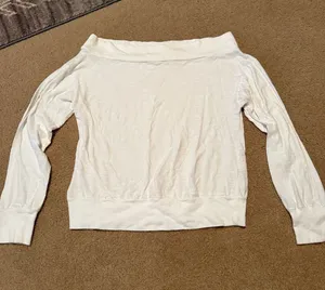 Anthropologie Wide Neck White Long Sleeve thumbnail 1