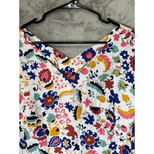 Boden Alexandra Linen Floral Top Women’s Size 2 Multicolor Boho Summer Blouse thumbnail 2