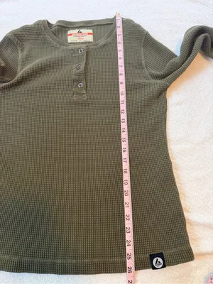 American Giant Thermal Henley Long Sleeve Shirt Olive Green Medium thumbnail 4