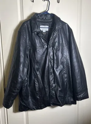 Wilson's Leather 'M. Julian' Jacket Coat‎ Lined Full Zip Men's XL Vintage Black thumbnail 1