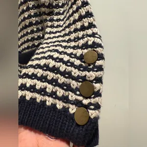 LOFT Navy and Cream Striped Cardigan‎ Size M thumbnail 4