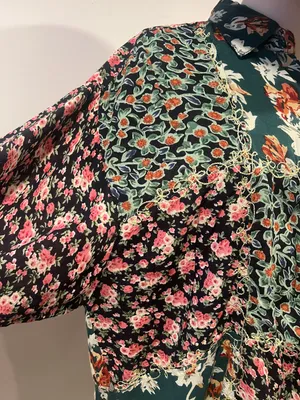 Vintage Women Floral Patchwork Blouse m Size L thumbnail 7
