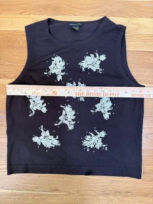 Y2K Beaded Embellished Silk Blend Sleeveless Sweater Tank Top Shell Medium thumbnail 6