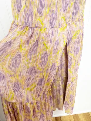 ASTR Minari Pleated Floral Maxi Dress Medium Purple Wedding Guest Garden Party thumbnail 7