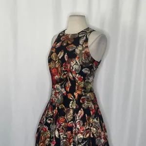Anthropologie LEIFSDOTTIR Adelita Floral Brocade Metallic‎ Dress Party Size 2 thumbnail 6