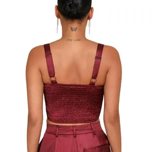 Lulus Flawless Behavior Burgundy Satin Pleated Rosette Tank Top size M thumbnail 4