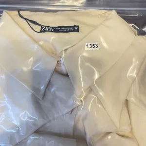 1353 | NWT Zara‎ Lyocell Blend Button Down Blouse Cream Womens XS thumbnail 10