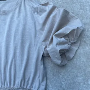 Zara Cream Puff Sleeve cropped minimalist career capsule wardrobe romantic top thumbnail 5