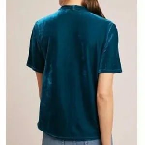 Anthro Teal Velvet Velour Top thumbnail 2