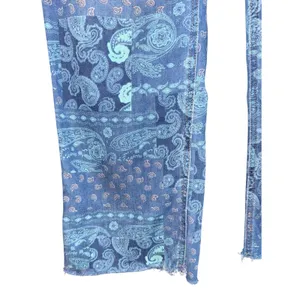 Tribal Jeans Paisley Patchwork Pants Women's 8 Boho Hippie Wide Leg Raw Hem‎ thumbnail 3