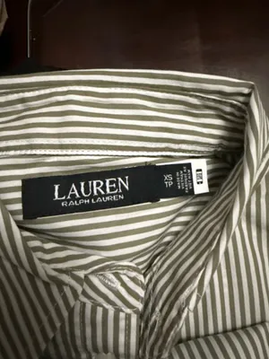 POLO RALPH LAUREN Grayish Green Relaxed Striped Broadcloth Shirt Size XS thumbnail 3