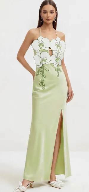 JW Pei Orchid Embroidered Dress - Light Green thumbnail 1