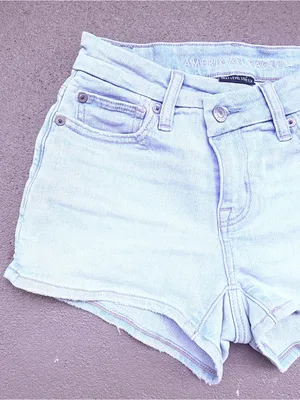 American Eagle Outfitters Light Blue Denim Women's High-Rise Shorts Sz 00 thumbnail 2