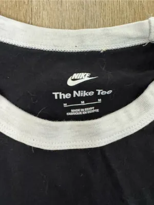 Nike Black Crop Tee with White Ringer and Checker Swoosh thumbnail 5