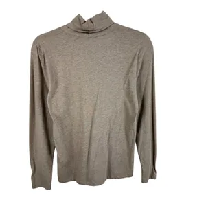 J.Crew Womens Taupe Heather Cotton Blend Long Sleeve Turtleneck Top Size M thumbnail 2