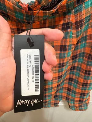 Nasty Gal Orange and Teal Plaid Mini Skirt thumbnail 2