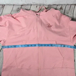 Puma Pink Script Logo Zip Up‎ Hoodie Sweatshirt Women's Medium thumbnail 9
