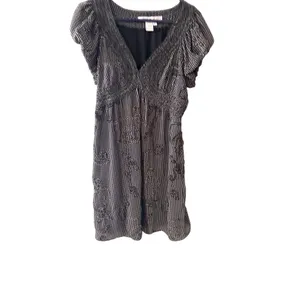 Max Studio Black White Polka Dot Smocked‎ Empire Waist Mini Dress Womens Small thumbnail 2