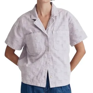 Madewell Garment Dyed Checkerboard Button Up Shirt NL027 Dusty Lavender Size XXL thumbnail 1