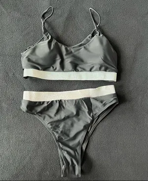 Boutique emma bling trim high waist swimsuits set black thumbnail 7