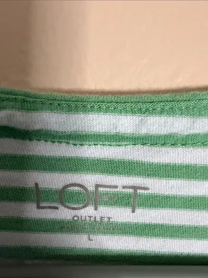 LOFT Green and White Striped Short Sleeve Tee thumbnail 2