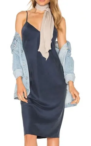 L’Academie Blue Silk Slip Midi Dress S Revolve thumbnail 1