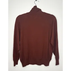 Oleg Cassini Brown Turtleneck Sweater Womens Large Wool Blend‎ Raglan Knit Top thumbnail 2