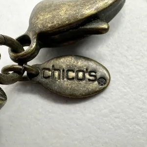 Chico's Boho Mixed Material Pendant Gold Tone Brown Cord Necklace ✨ thumbnail 4