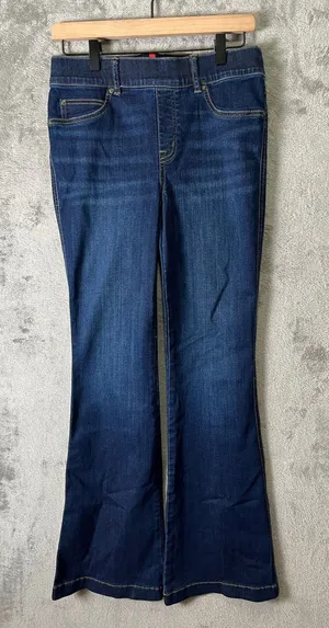 Spanx Jeans Womens Large Blue High Rise Flared Tummy Shaping Pull On Stretch Med thumbnail 1