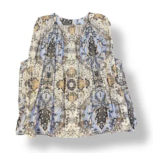 Free People Darcey Paisley V-Neck Swing‎ Blouse Womens Size S Blue Brown thumbnail 6