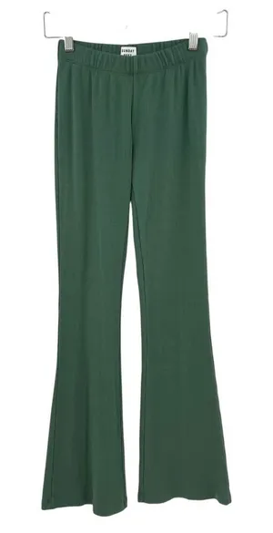 Aritzia Sunday Best Tate‎ Pants High-Waisted Flare Ribbed Stretch Green Size XS thumbnail 1