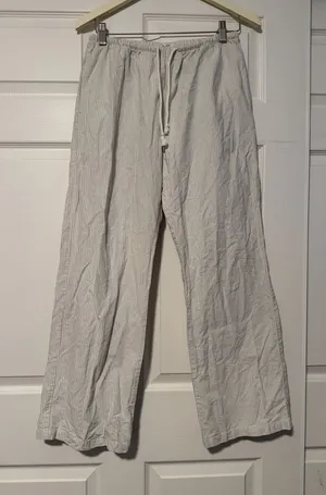 John Galt Pants Brandy Melville Green White Stripes Fisherman Copenhagen Coastal thumbnail 1