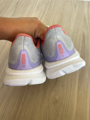 Hoka Women's Light Gray Running Shoes with Coral & Lavender Accents thumbnail 5